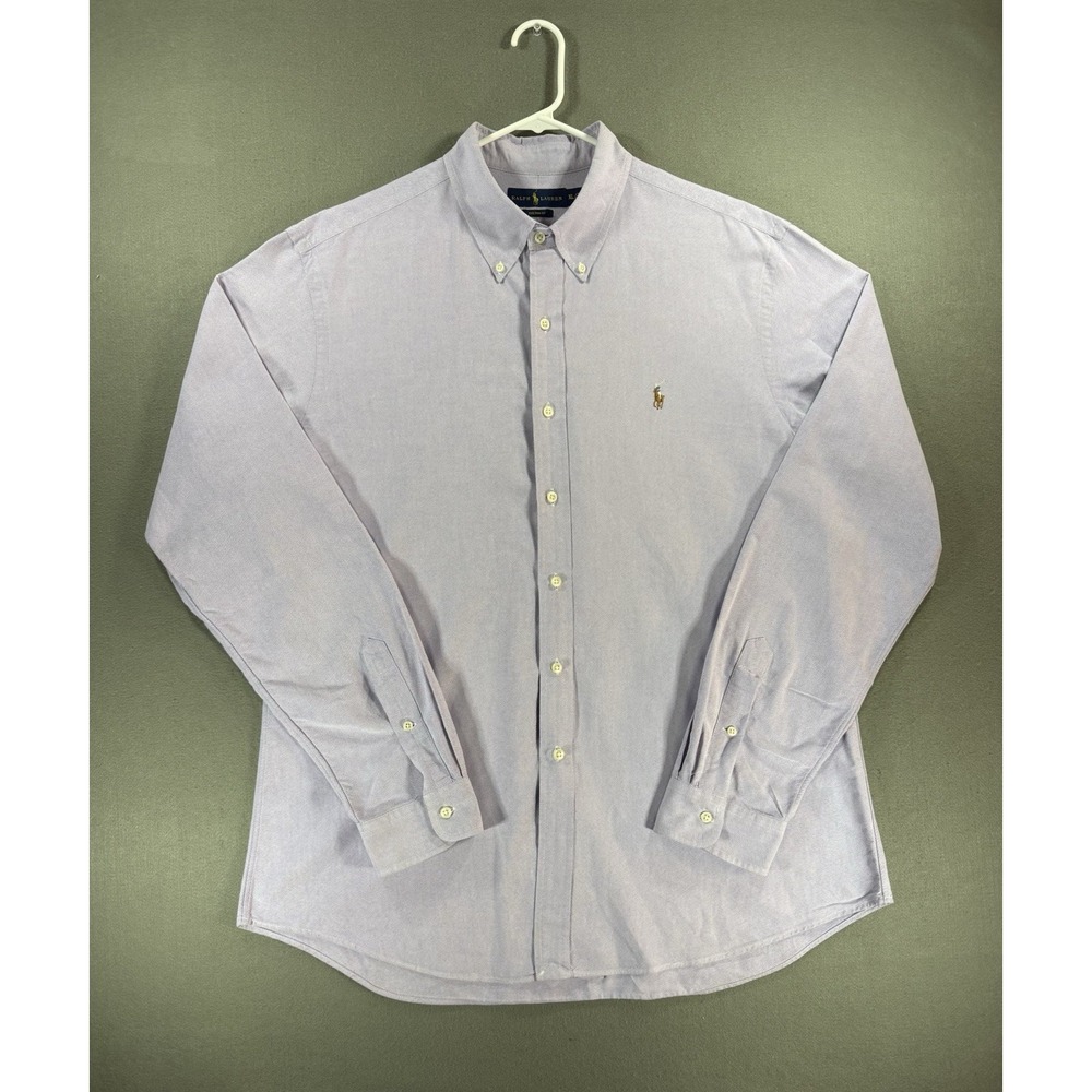 Ralph Lauren Men's Long Sleeve Button Oxford Shirt Light Purple Size XL